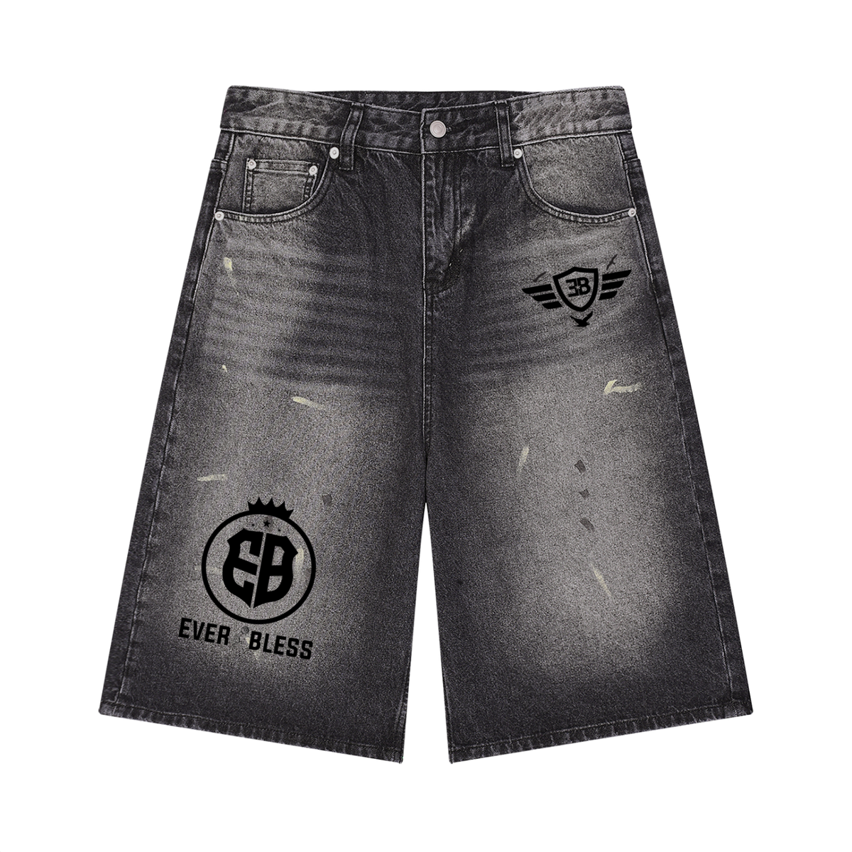 Men’s Vintage Wash Wide Leg Denim Shorts