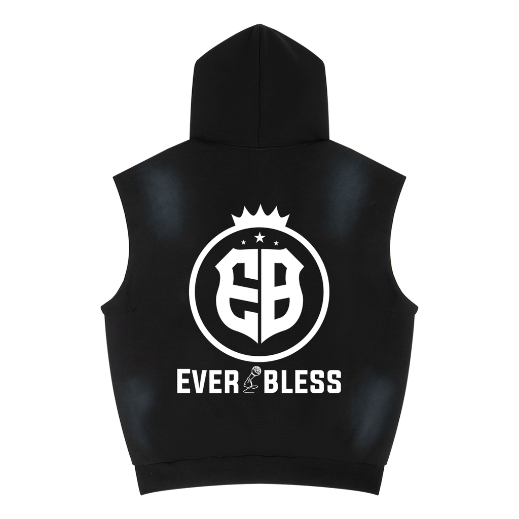 Unisex Vintage Wash Sun Fade Sleeveless Hoodie