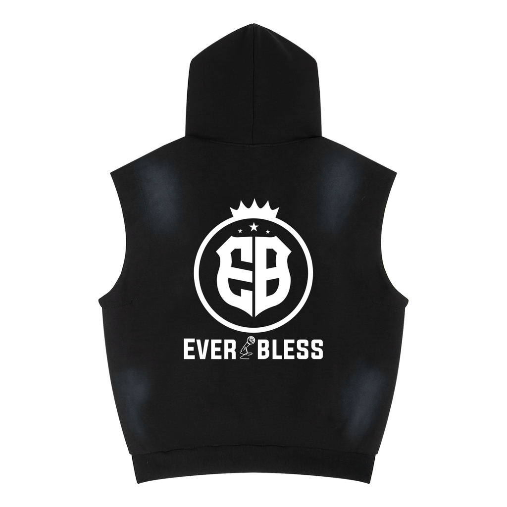Unisex Vintage Wash Sun Fade Sleeveless Hoodie